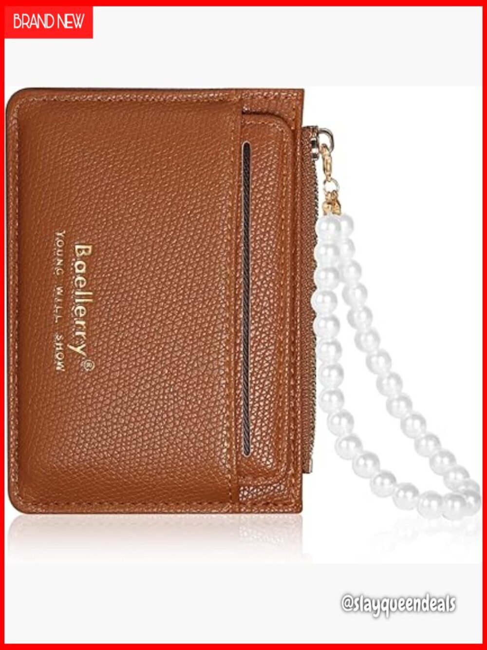 Slim RFID Blocking Leather Wallet with Wristlet Strap and Zipper Pocket